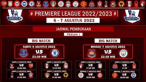 jadwal liga utama inggris 2022–2023