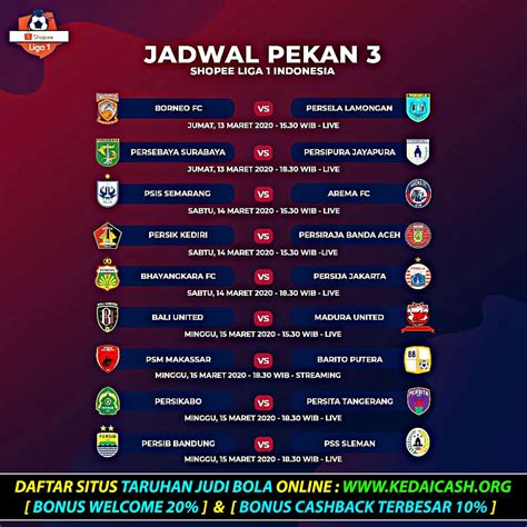 jadwal sepakbola liga 1 indonesia hari ini