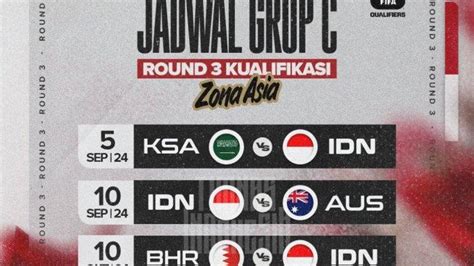 JADWAL TIMNAS ROUND 3：Jadwal Timnas Indonesia di Kualifikasi Piala Dunia 2026 Round 3