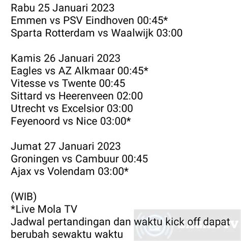 JADWAL EREDIVISIE - Jadwal Pertandingan Liga Eredivisie Belanda