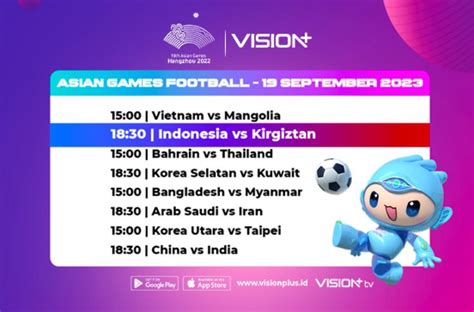 JADWAL SEPAK BOLA ASIAN GAMES - Jadwal Lengkap Timnas Indonesia di Asian Games 2023 China