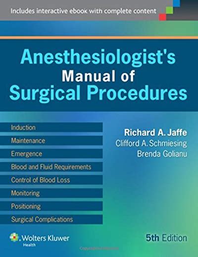 Read Jaffe Anesthesiologist Manual Of Surgical Procedures 