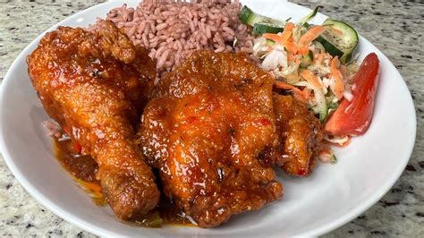 Jamaican Fried Chicken And Rice And Peas