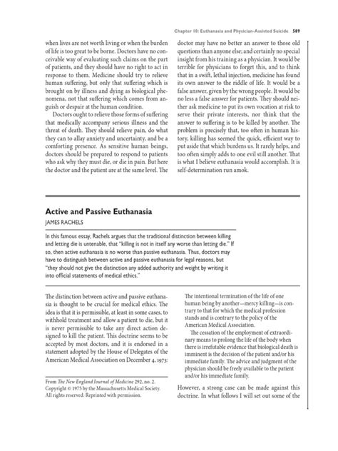 james rachels active and passive euthanasia