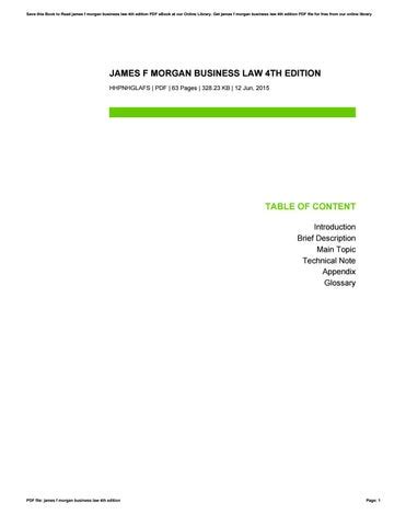 Read James F Morgan Business Law 4Th Edition 