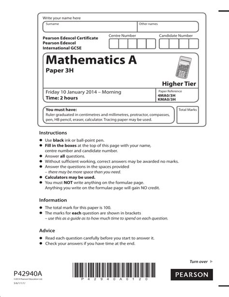jan 14 3h math edexcel ms