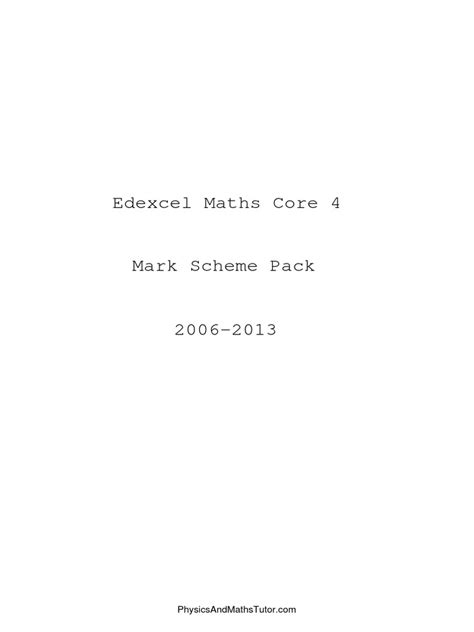Jan 2014 Edexcel C4 Mark Scheme