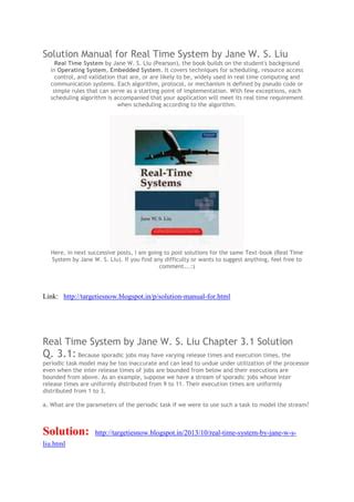 Full Download Jane Liu Real Time System Solution Manual 