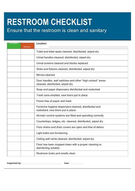 janitorial bathroom cleaning checklist