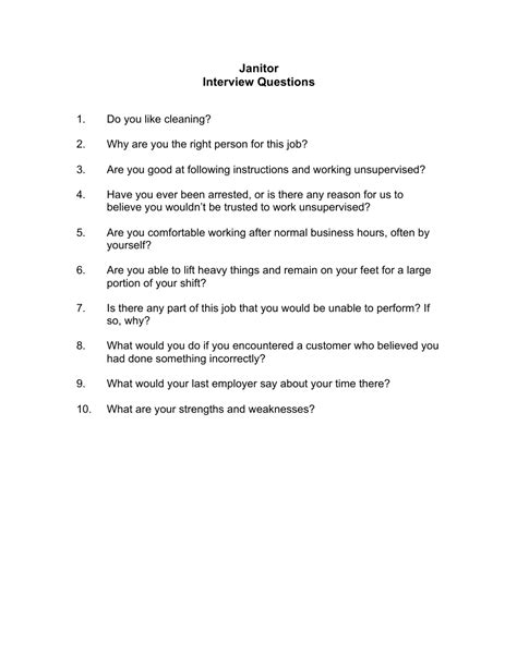 Janitorial Interview Questions