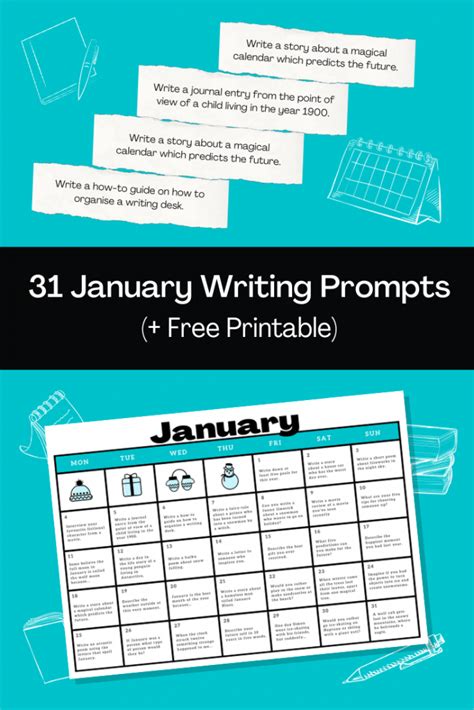 January Writing Prompts Free January Writing Prompt Calendar Writing Prompts Calendar - Writing Prompts Calendar