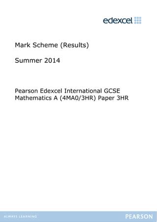 Read Online January 2014 Mathematics Paper 3Hr Mark Scheme 