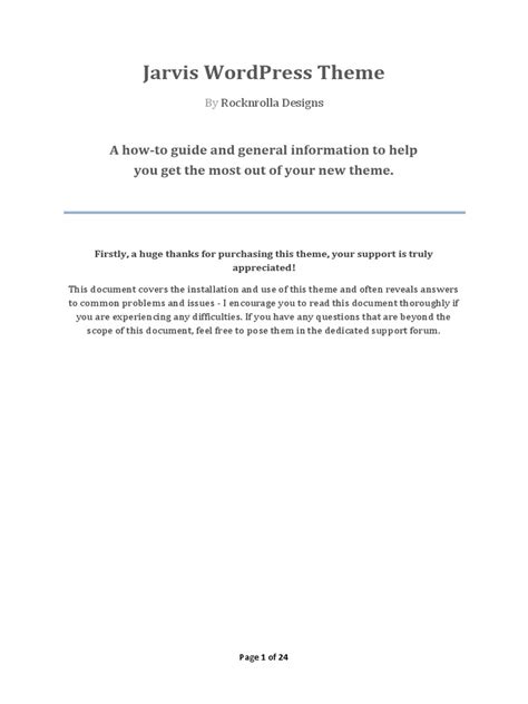 Read Jarvis Wordpress Documentation 