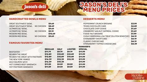 Jasons Deli Menu