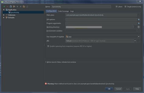 java Android Studio Run/Debug Configurations unable to create