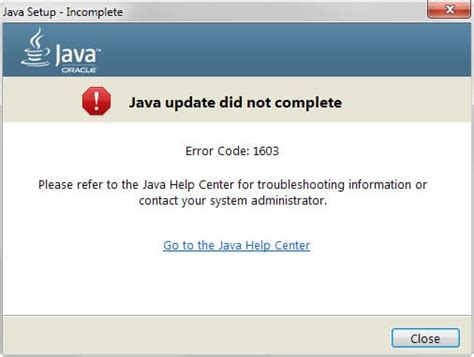 Java Error Code 1603