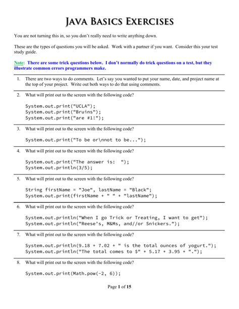Java Exercises For Beginners With Solutions