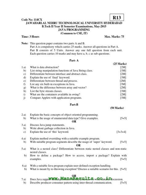 Java Question Papers With Answers