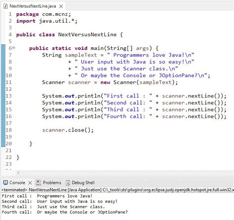 java scanner next line
