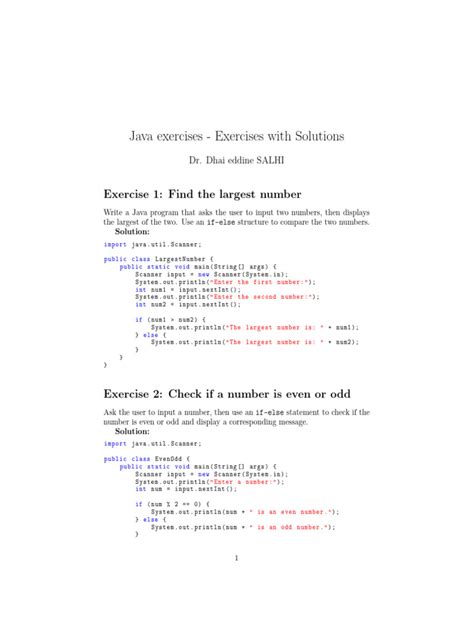 Read Online Java Exercises With Solutions 