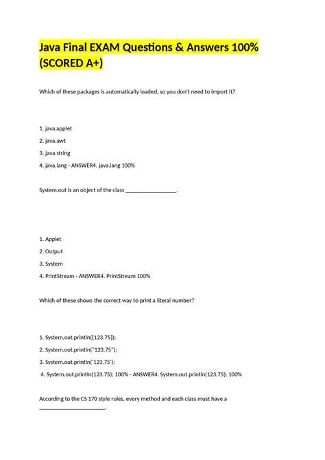 Full Download Java Final Exams And Answer 