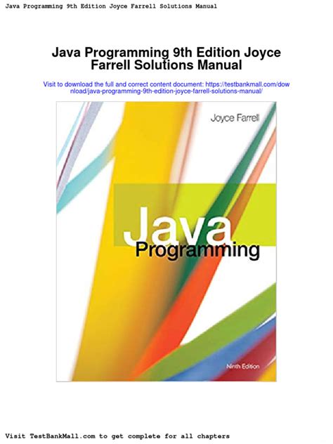 Read Online Java Programming Joyce Farrell Exercises Answers Pdf Download 