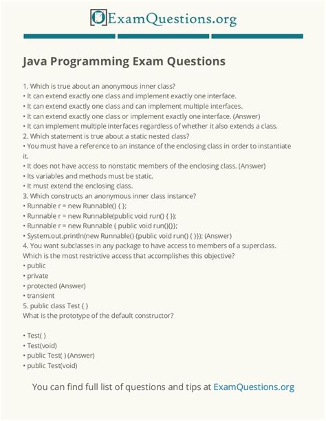 Read Online Java Programming Question Paper 