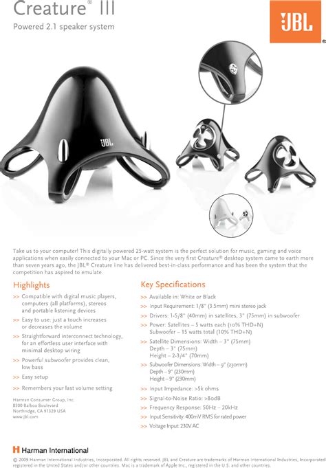 Read Jbl Creature User Guide 