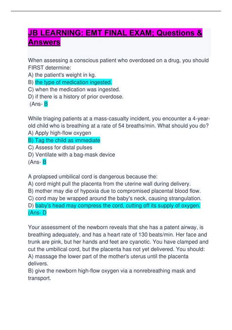 Read Online Jblearning Emt Basic Quiz Answers 