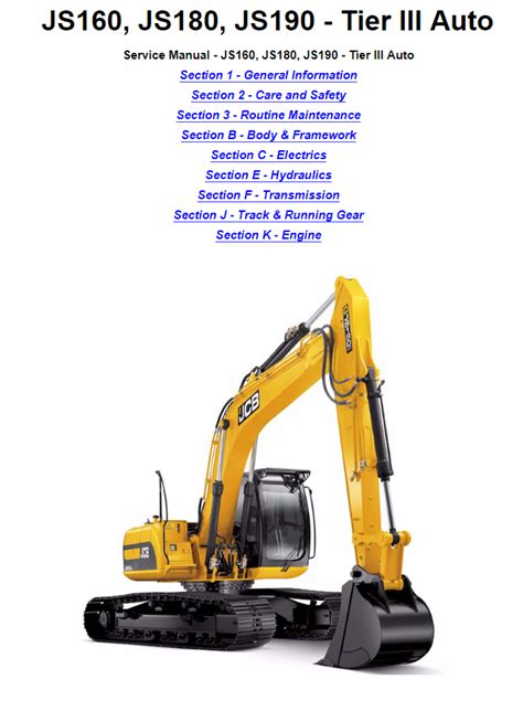 Download Jcb Js160 Auto Tier Iii Js180 Auto Tier Iii Js190 Auto Tier Iii Tracked Excavator Service Repair Manual Instant 