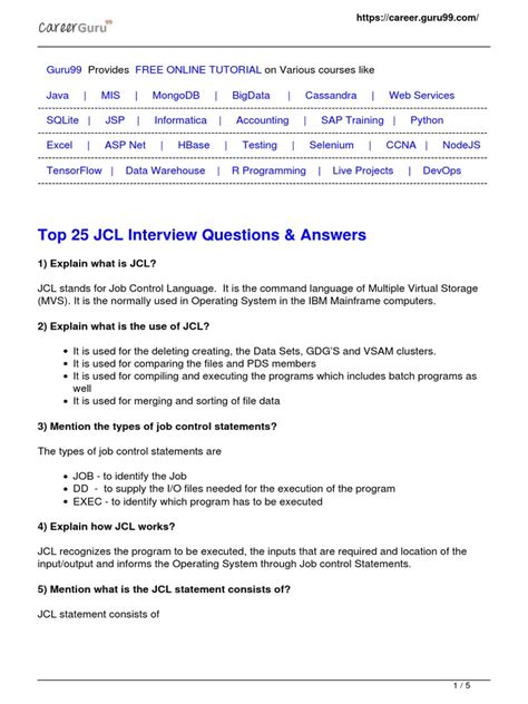Jcl Interview Questions