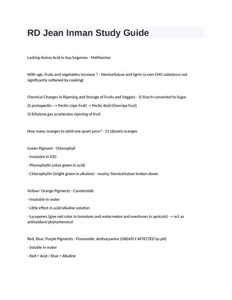 Jean Inman Study Guide