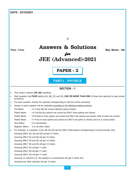 Jee Advanced 2021 Solutions
