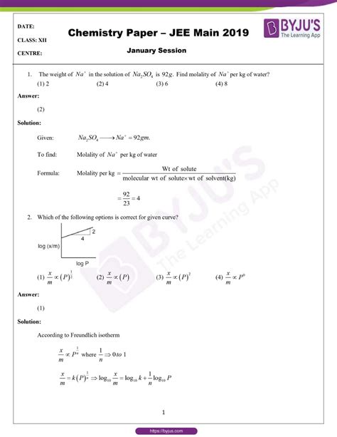 Jee Question Paper With Solution
