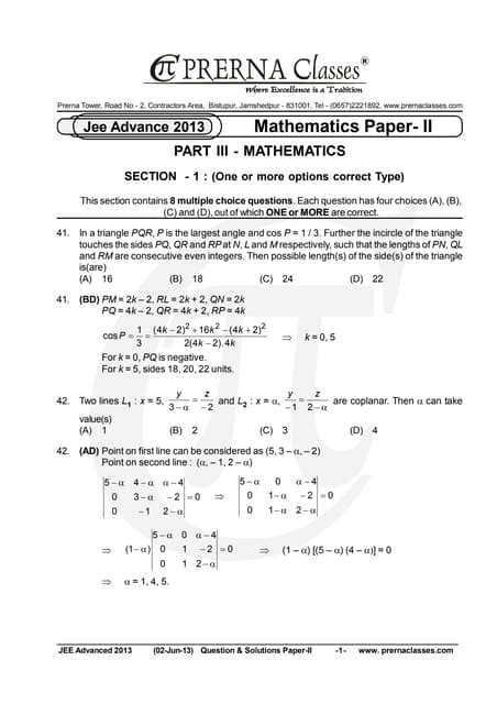Read Online Jee Advanced 2013 Mathematics Paper Analysis 