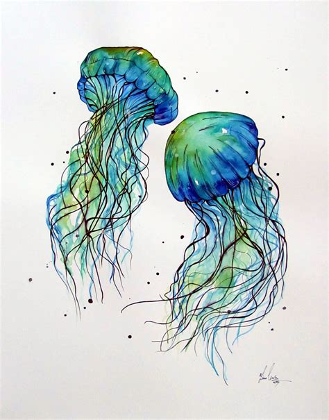 Jelly Fish Watercolor Print Jelly Fish Coloring Sheet - Jelly Fish Coloring Sheet