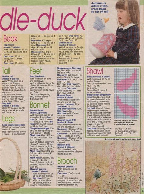 Jemima Puddle Duck Knitting Pattern