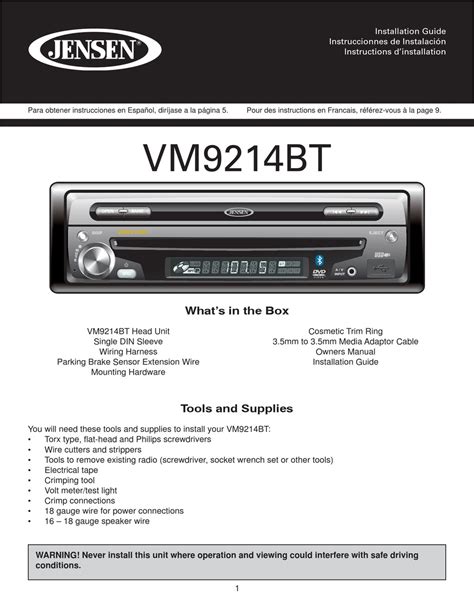 Read Jensen Vm8113 User Guide 