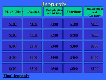 Jeopardy 5th Grade Math