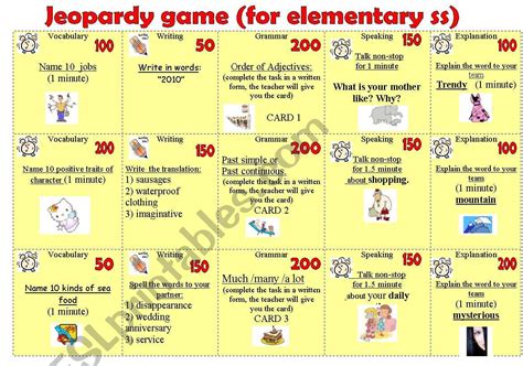 Jeopardy For Elementary Students