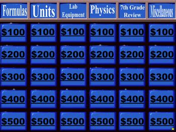 Jeopardy For Middle School