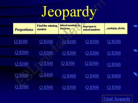Jeopardy Math 6th Grade