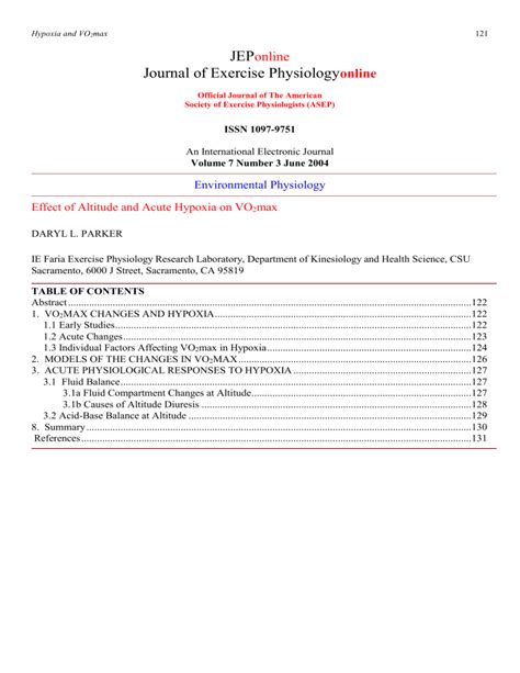 jep online journal of exercise physiology online