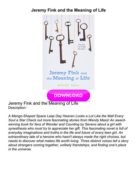 Download Jeremy Fink And The Meaning Of Life Pdf 