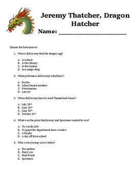 Read Jeremy Thatcher Dragon Hatcher Chapter Questions 