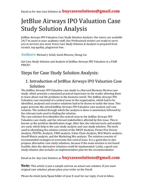Download Jetblue Ipo Valuation Case Study Solution 