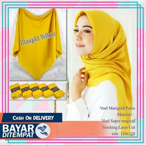 jilbab segi empat warna lemon
