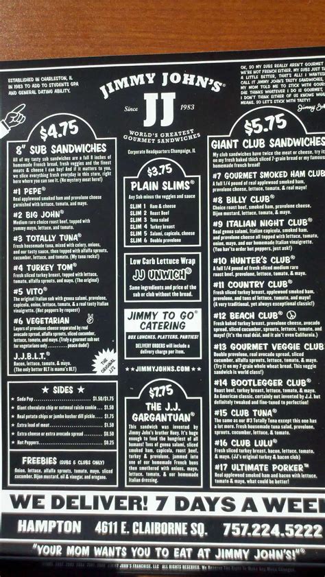 Jimmy Johns Menu