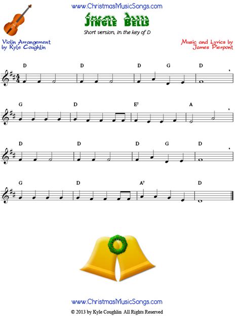 Jingle Bells For Violin Beginners Tab
