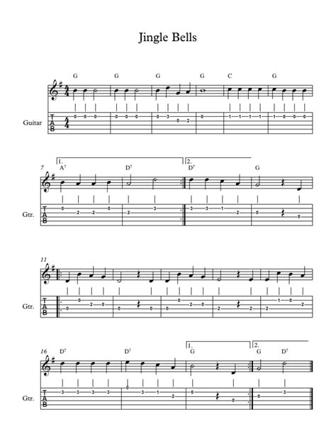 jingle bells guitar tab pdf